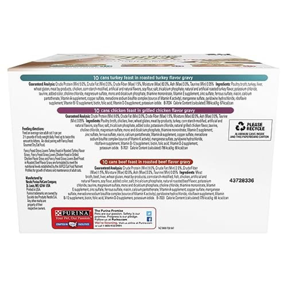 Purina Fancy Feast Gravy Lovers Poultry and Beef Grilled Gourmet Wet Cat Food Variety Pack - (Pack of 30) 3 oz. Cans - Image 2