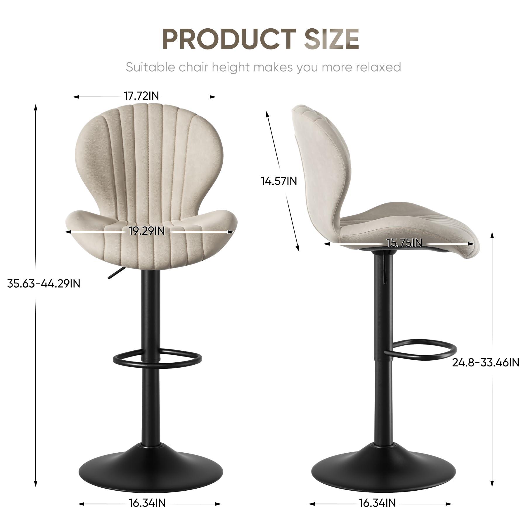 Nalupatio Bar Stools Set of 2 Modern Swivel Bar Chairs, Barstools Counter Height with High Backrest, Easy 3-5 Minute Assembly for Bar, Kitchen, Dining Room Beige - Image 2