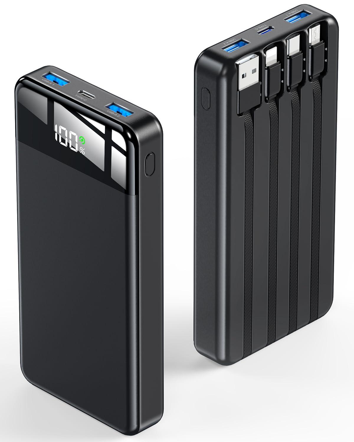 SABANI Portable Charger 35000mAh Power Bank - Portable Battery with 4 Built in Cables, 22.5W Fast Charging Battery Pack Compatible with iPhone 16 15 14 13 Samsung Android Phone etc (1 Pack, Black) - Image 7