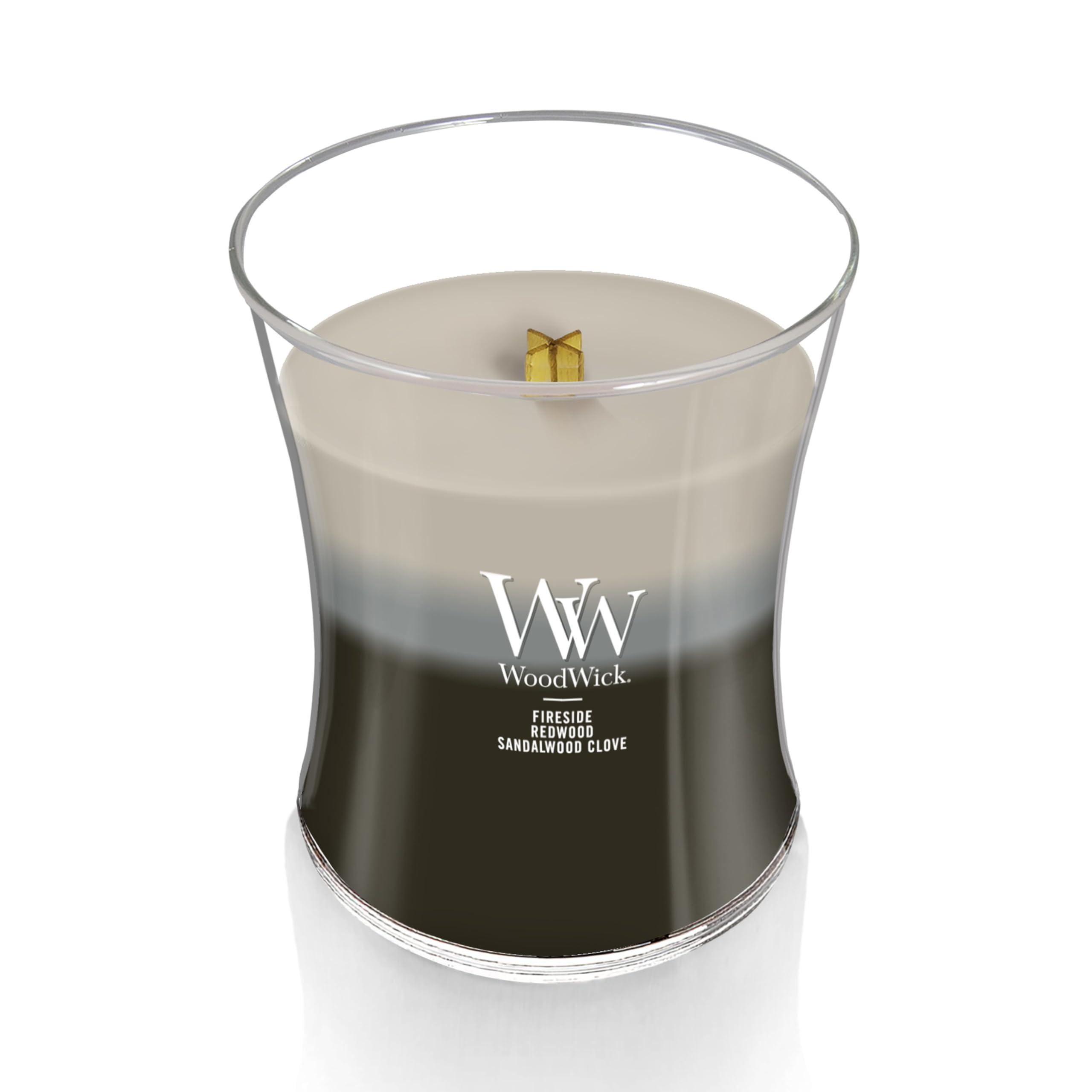 WoodWick Warm Woods Medium Hourglass Trilogy Candle Crackles as it Burns Perfect for Gifting - Image 2