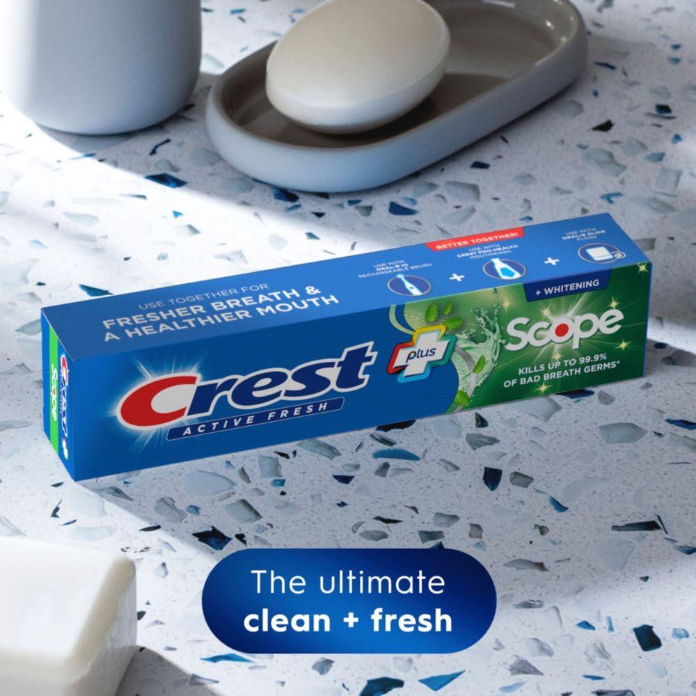 Crest Whitening Plus Scope, Complete Active Fresh + Whitening Toothpaste, 5.5oz, Toothpaste Sensitive Teeth, Pack of 4 - Image 2