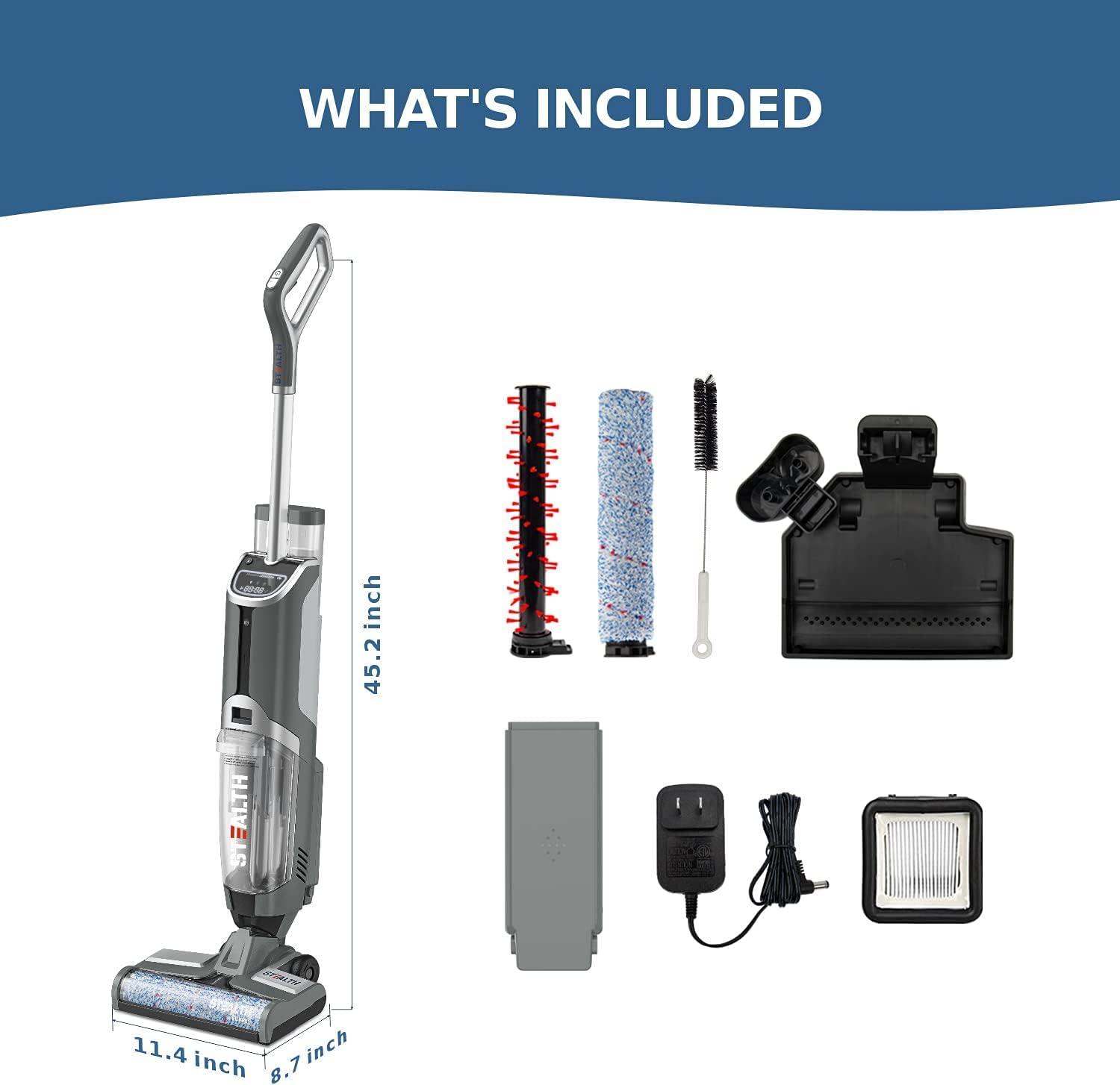 Stealth ECVP01 Cordless Wet Dry Vacuum Cleaner, Smart Vacuum Mop with Self-Cleaning Detachable Battery for Hard Floor Area Rugs Carpet, LCD Display, 30min Runtime, Voice Prompt - Image 2