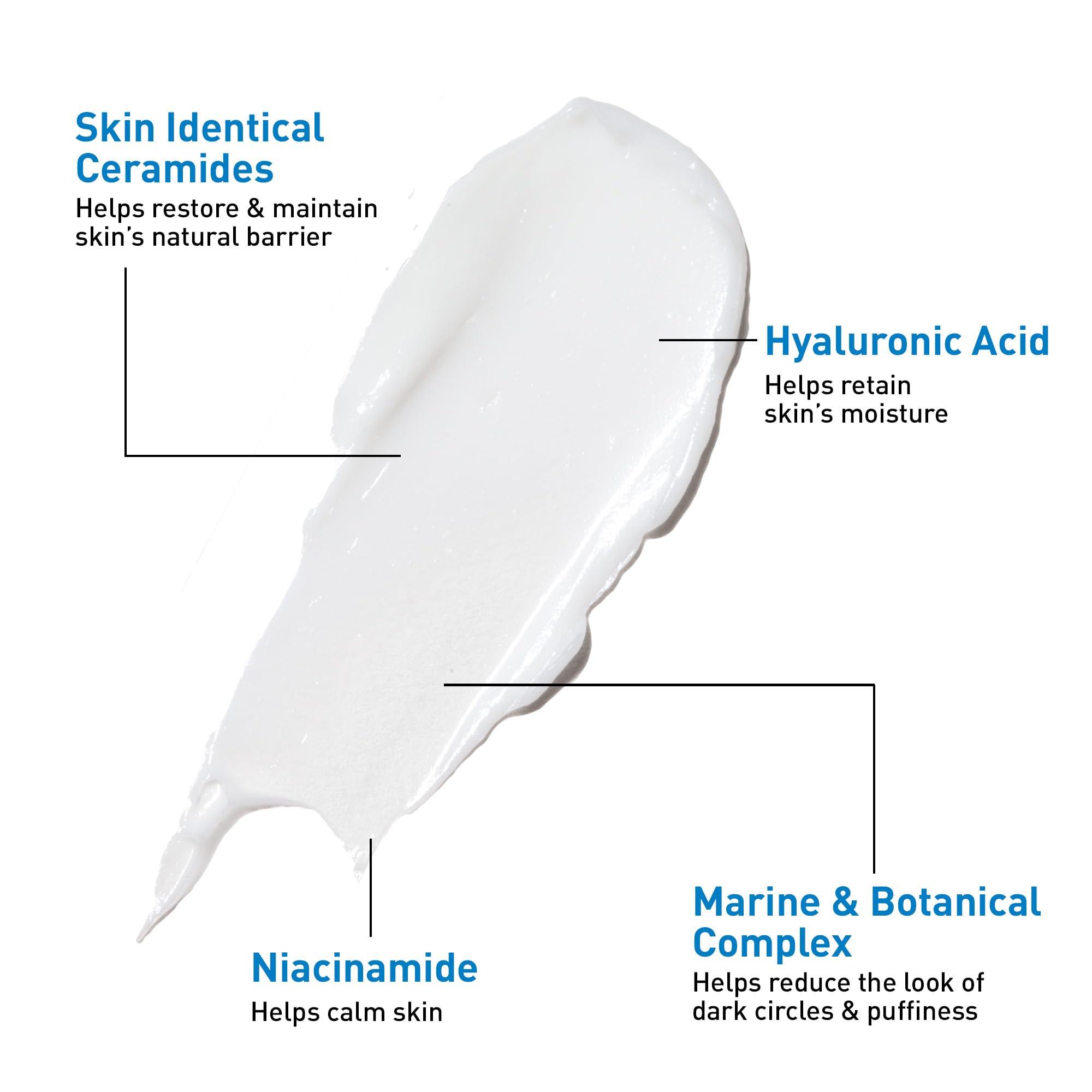 CeraVe Eye Repair Cream, Under Eye Cream For Puffiness And Bags Under Eyes, Hyaluronic Acid + Niacinamide + Marine Botanical Complex, Oil Free & Opthalmologist Tested - Image 3