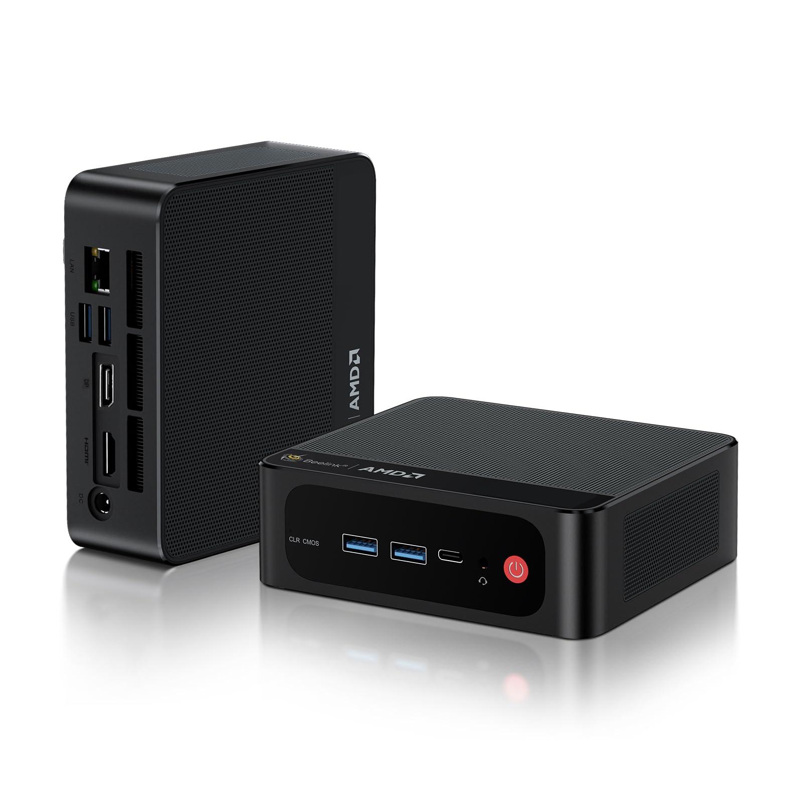 Beelink SER5 MAX Mini PC, AMD Ryzen 7 6800U(8C/16T, Up to 4.7GHz), Mini Computer 32G LPDDR5 RAM 1TB NVMe PCIE4.0 SSD, Mini Desktop Computer 4K@144Hz Triple Display HDMI2.1/DP/WiFi6/BT5.2/W-11 Pro