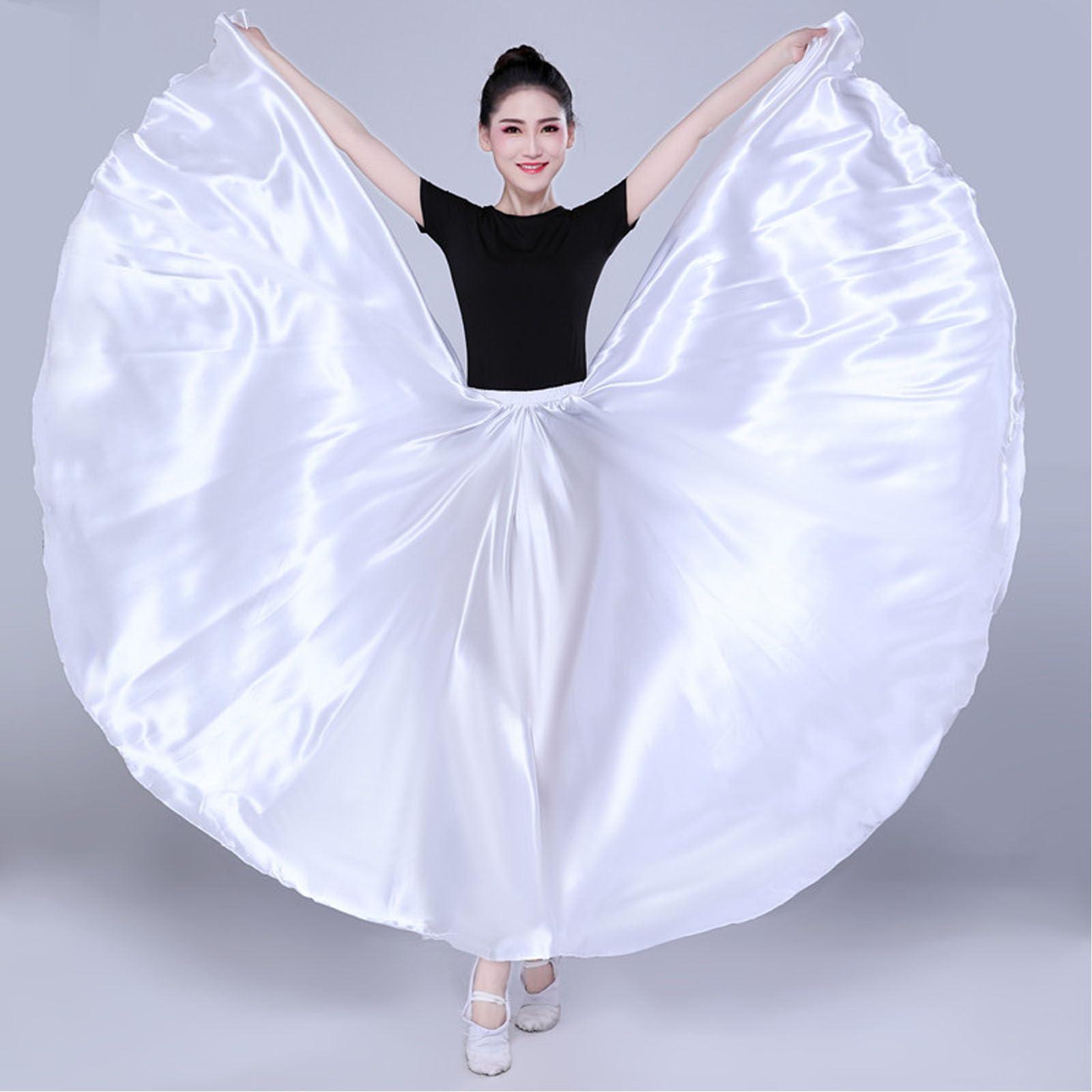 Women Satin Full Circle Ankle Length Swing Long Skirt Belly Dance Costume for Stage Performance - Image 6