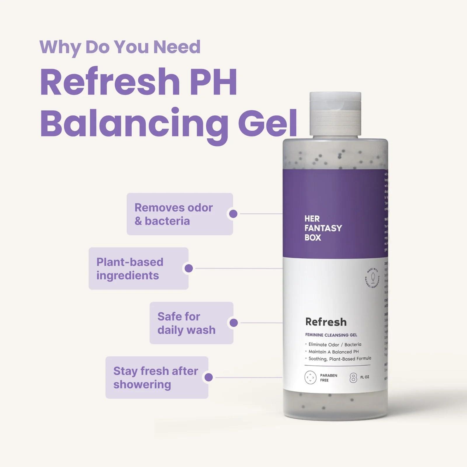 Her Fantasy Box | Refresh pH Balancing Shower Gel - Natural Feminine Hygiene Solution for Gentle Cleansing, Odor Control, and Skin Nourishment - pH-Balanced Formula for All Skin Types (8 oz) - Image 3