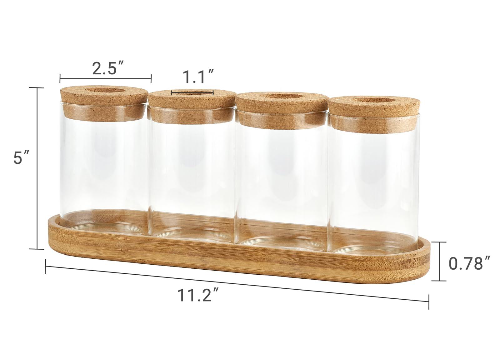 Dahey Plant Propagation Terrarium Desktop Glass Planter Station Water Planting Glass Vase with Lid and Wooden Stand for Propagating Hydroponic Plants Centerpiece Office Home Garden Decor, 4 Pcs - Image 3