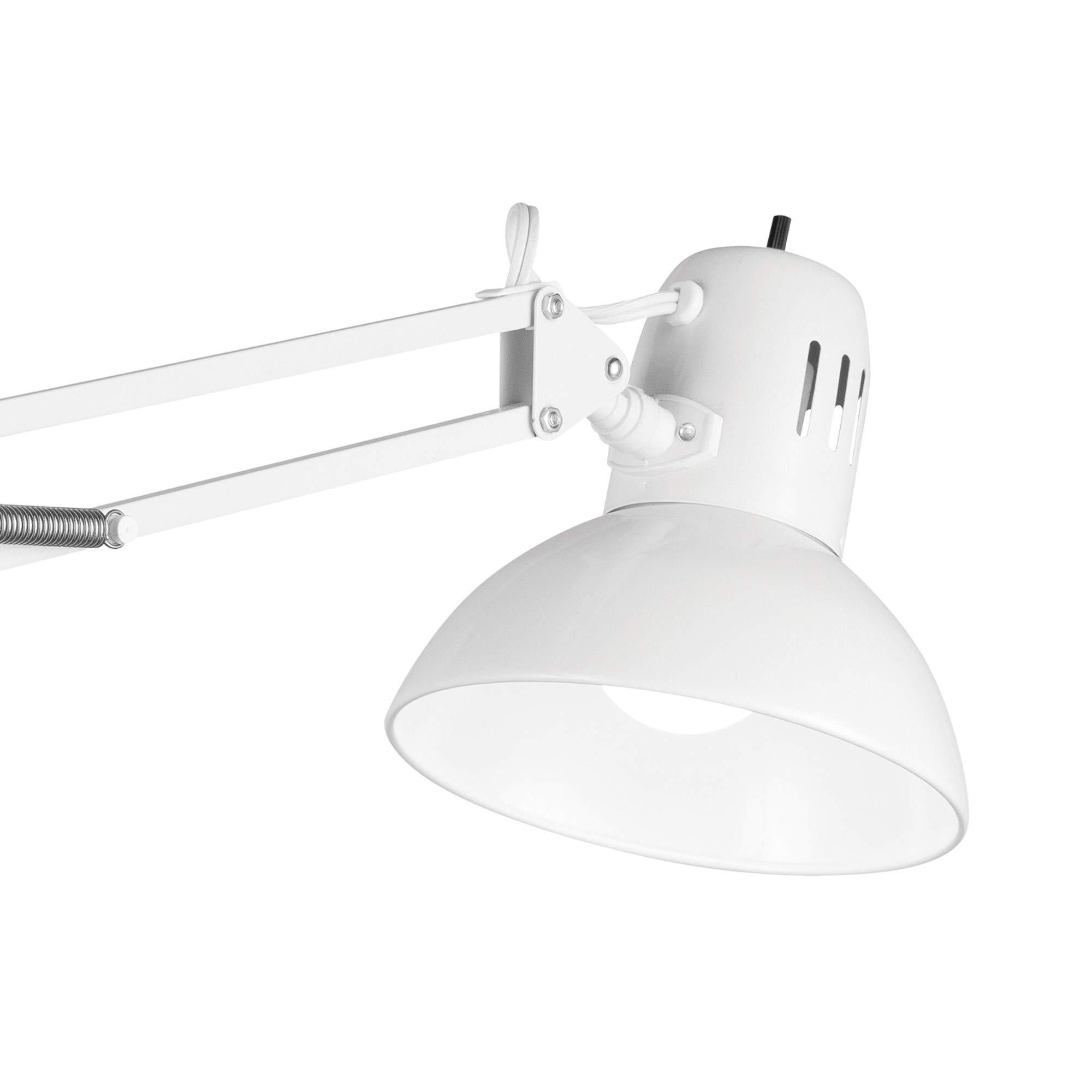GLOBE Electric 52847 31.5 Inch Swing Arm Clamp-On White Desk Lamp with Nickel Accents, On/Off Rotary Switch, Book Reading Light, Home Essentials, Office Décor, LED Bulb Compatible - Image 9