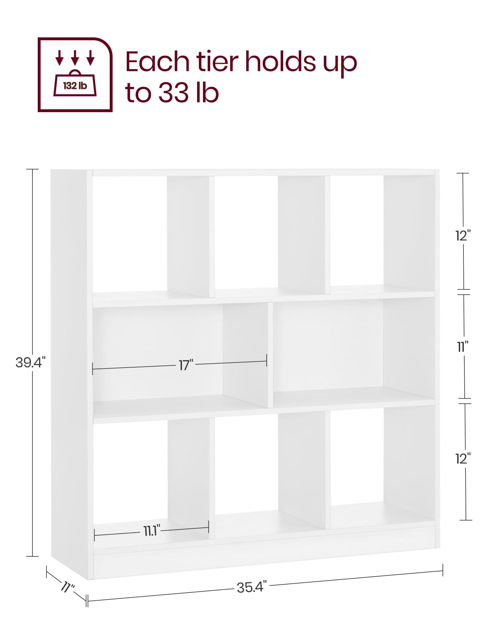 VASAGLE Bookcase, Bookshelf, Freestanding Storage Unit, 8 Open Compartments, Used Horizontally, Vertically, Upside Down, 11 x 35.4 x 39.4 Inches, for Living Room, Study, Office, White ULBC55WT - Image 3