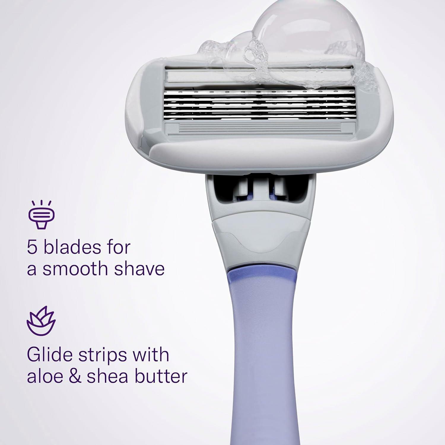 Flamingo Razors for Women, 1 Women's Razor Handle (Lilac), 4 Razor Five-Blade Refills, and 1 Shower Holder - Image 5