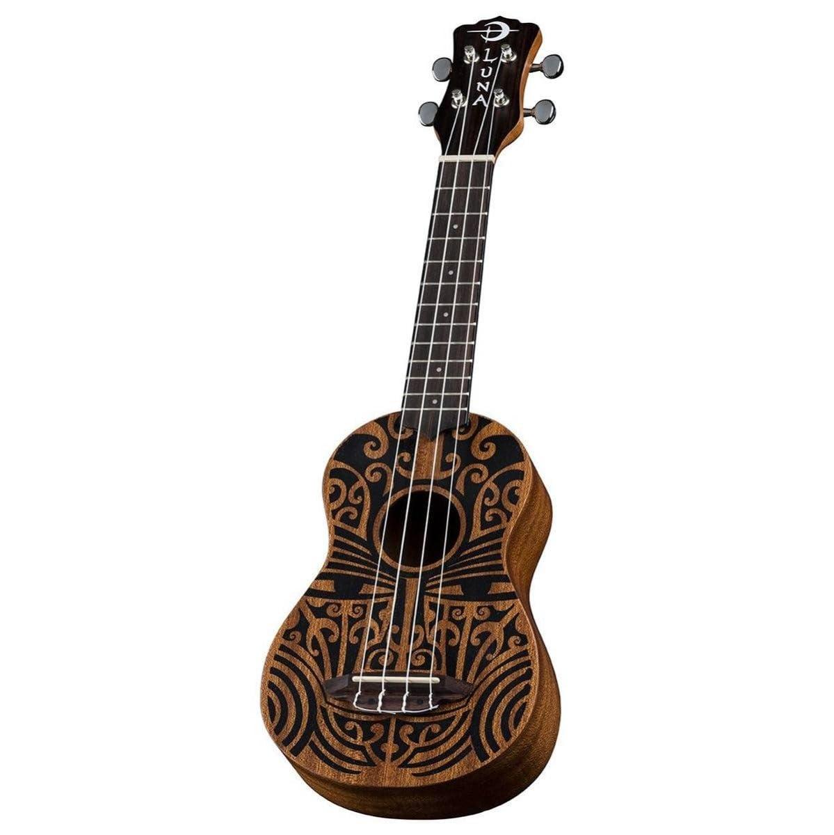 Luna Tribal Mahogany Soprano Ukulele, Satin Natural - Image 3