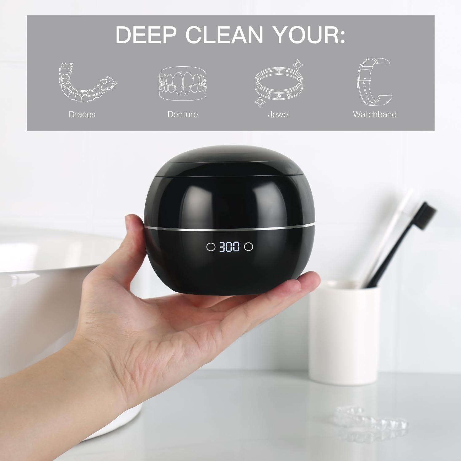 Ultrasonic Retainer Cleaner Machine Denture Cleaning Pod Portable Night Guard Cleaner for Mouth Guards, Jewelry Cleaner with Digital Timer, Dual Cleaning Mode - Image 2