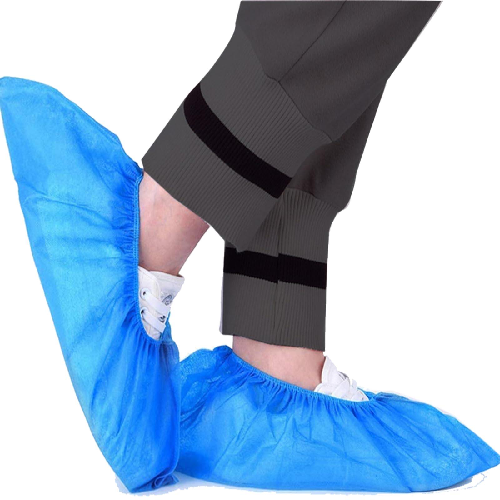 Disposable Shoe Covers 100PCS 400g Non-Slip Durable Indoor Boot Overshoes Protector Thicked Non-Woven Fabric Shoe Covers for Carpet Floor Protection Construction Offices One Size Fits All (Blue)… - Image 3