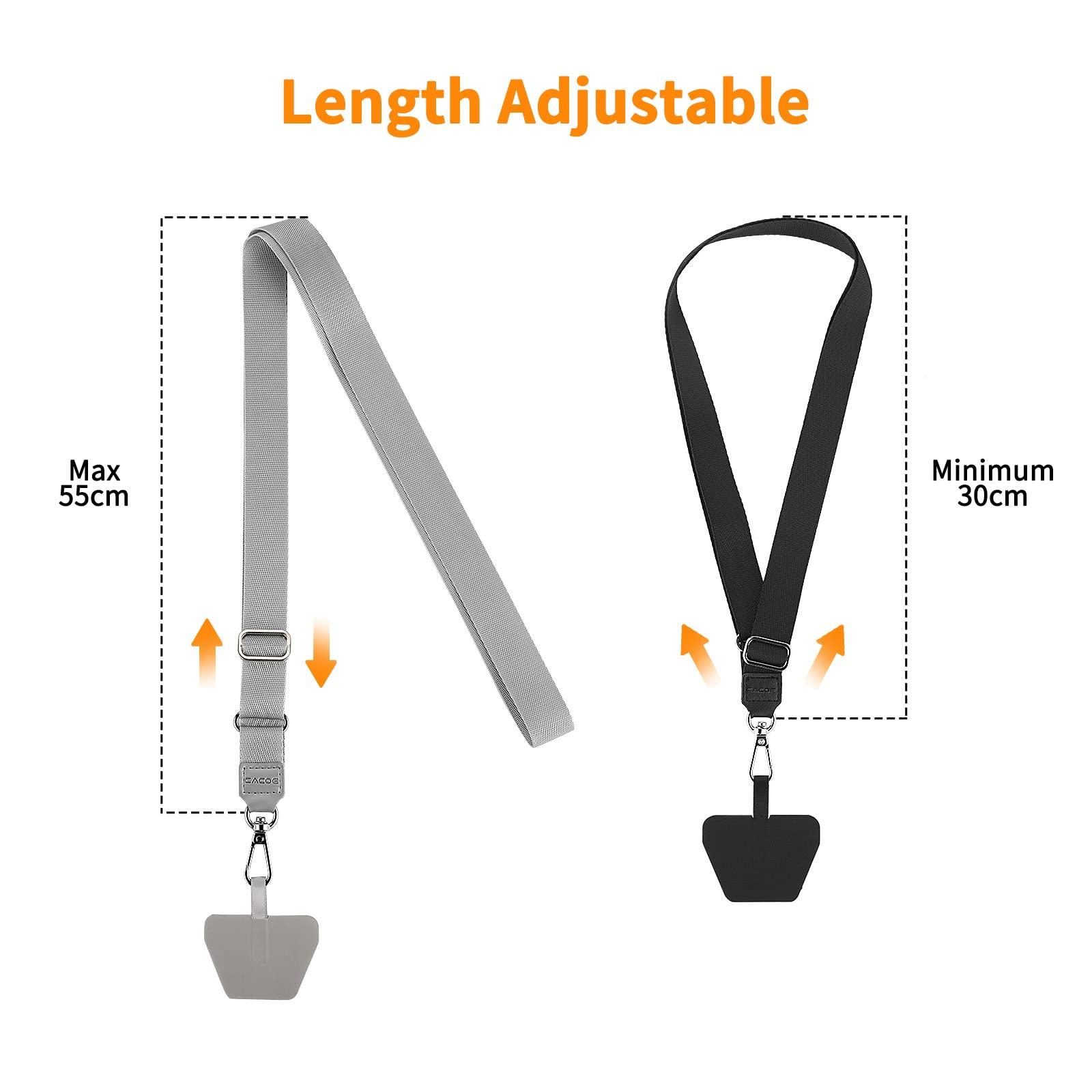CACOE Phone Lanyard 2 Pack-2× Adjustable Neck Strap,2× Phone Patches,Universal Cell Phone Multifuctional Patch Lanyards Compatible with Most Smartphones(Black+Gray) - Image 4