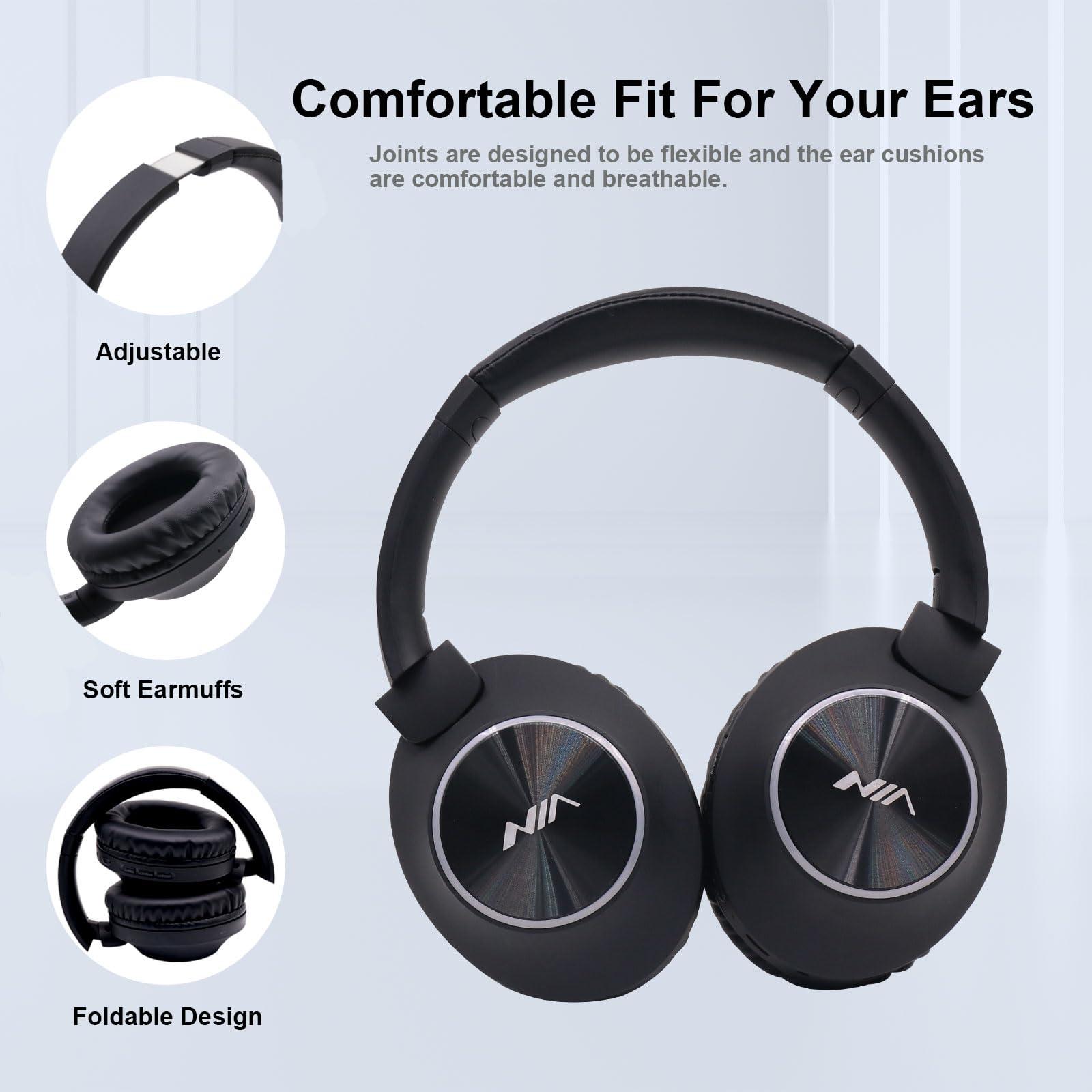 XuanGui Over Ear Wireless Bluetooth Headphones, 20H Playtime Wireless Headphones, HiFi Stereo and Lightweight Foldable Headphones with FM Radio, SD/TF for Home Work NX300, Black - Image 5