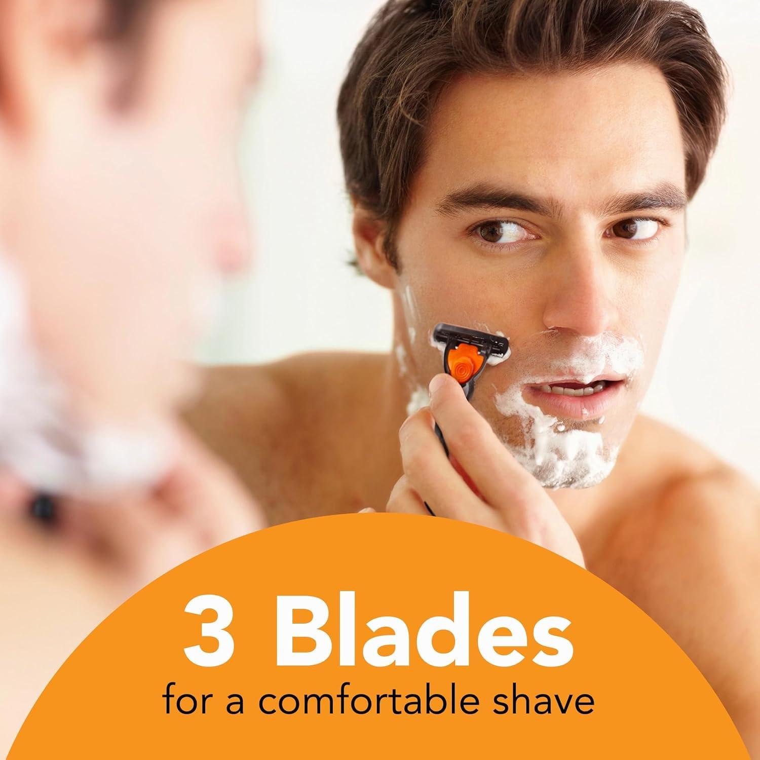 BIC Comfort 3 Men's Refillable 3 Blade Razors, Black Handle with Pivoting Head, 12-Pack - Image 5