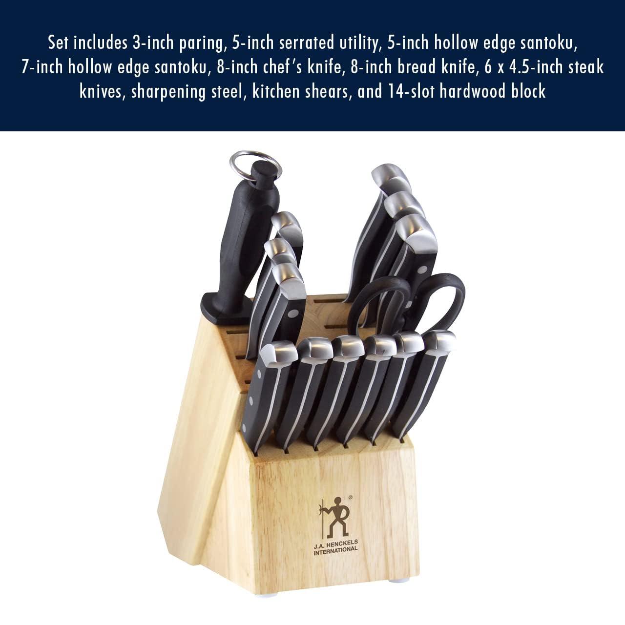 HENCKELS Premium Quality 15-Piece Knife Set with Block, Razor-Sharp, German Engineered Knife Informed by over 100 Years of Masterful Knife Making, Lightweight and Strong, Dishwasher Safe - Image 9