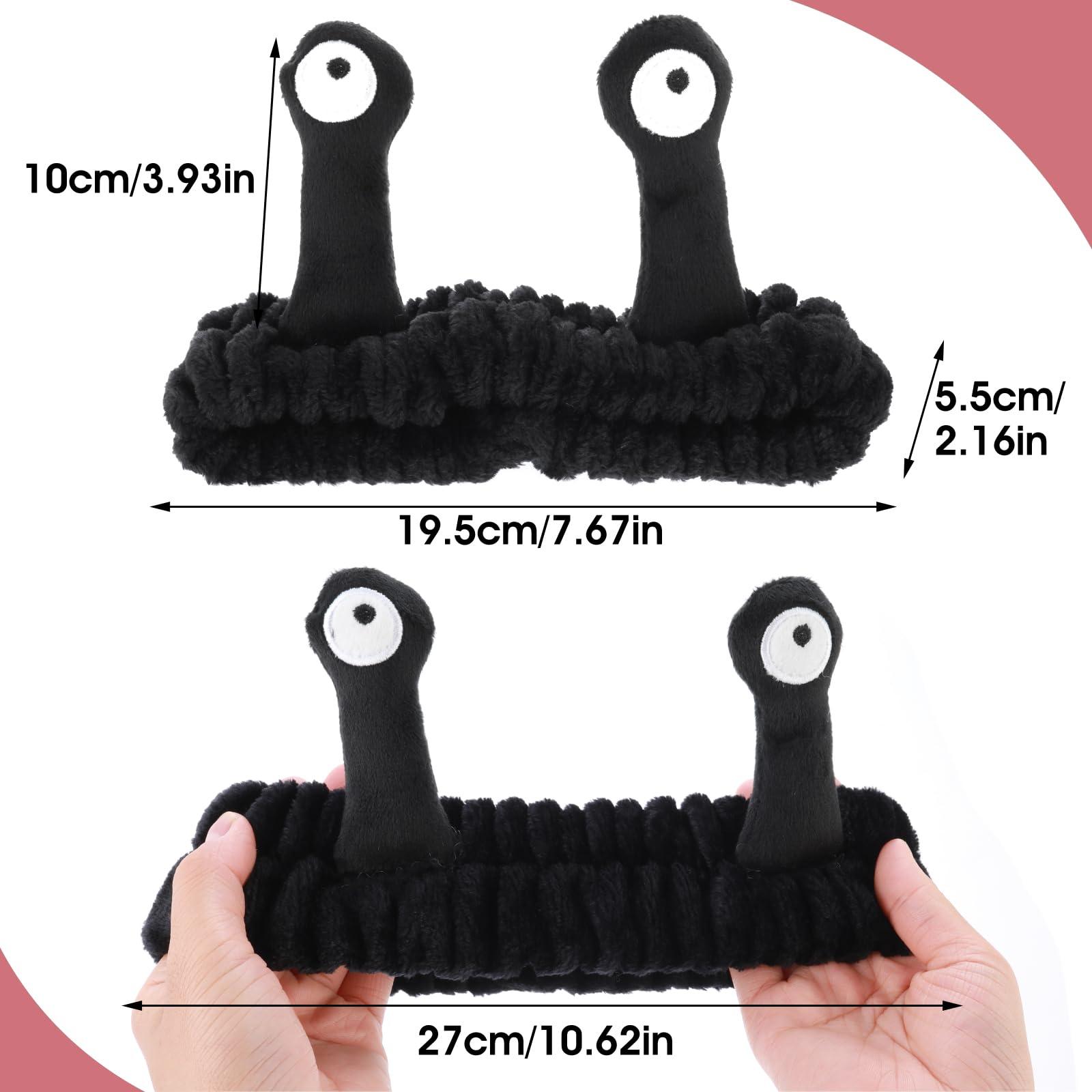WLLHYF Spa Headband Facial Makeup Head Band Microfiber Soft Coral Fleece Head Wraps Snail Cartoon Cute Hair Accessories Elastic Skincare Hair Band for Women Girls Washing Face Beauty (Black) - Image 2