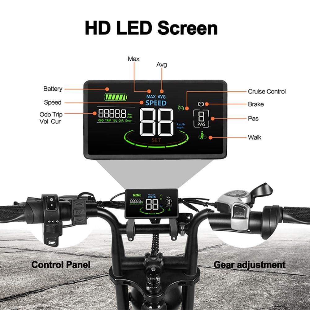 Tamobyke Moped Style 1500W/2000W Electric Bike,30mph/33mph Ebike&34-180Miles PAS Range,48V15.6ah/18.2ah/ (874Wh) Larger Battery, 20'' Fat Tire Electric Bike for Adults,UL Safety Certified. - Image 9