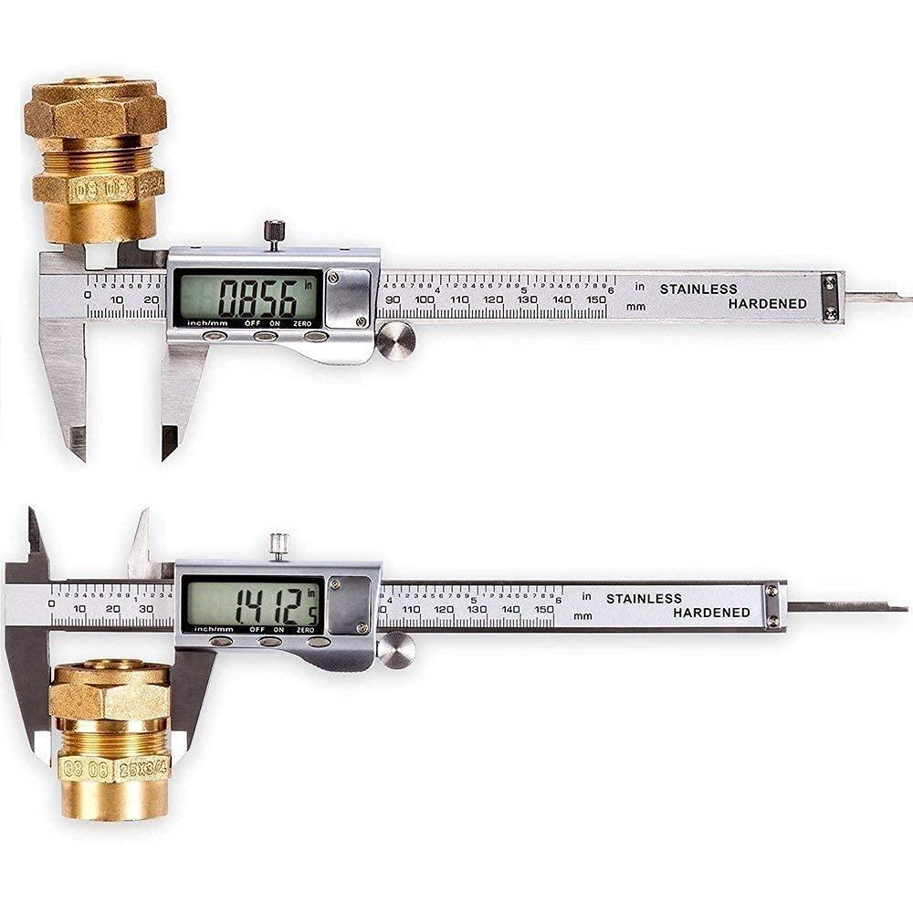 Digital Caliper, Caliper Measuring Tool with Stainless Steel, Electronic Micrometer Caliper with Large LCD Screen, Auto-Off Feature, Inch and Millimeter Conversion (6 Inch/150 mm) - Image 2