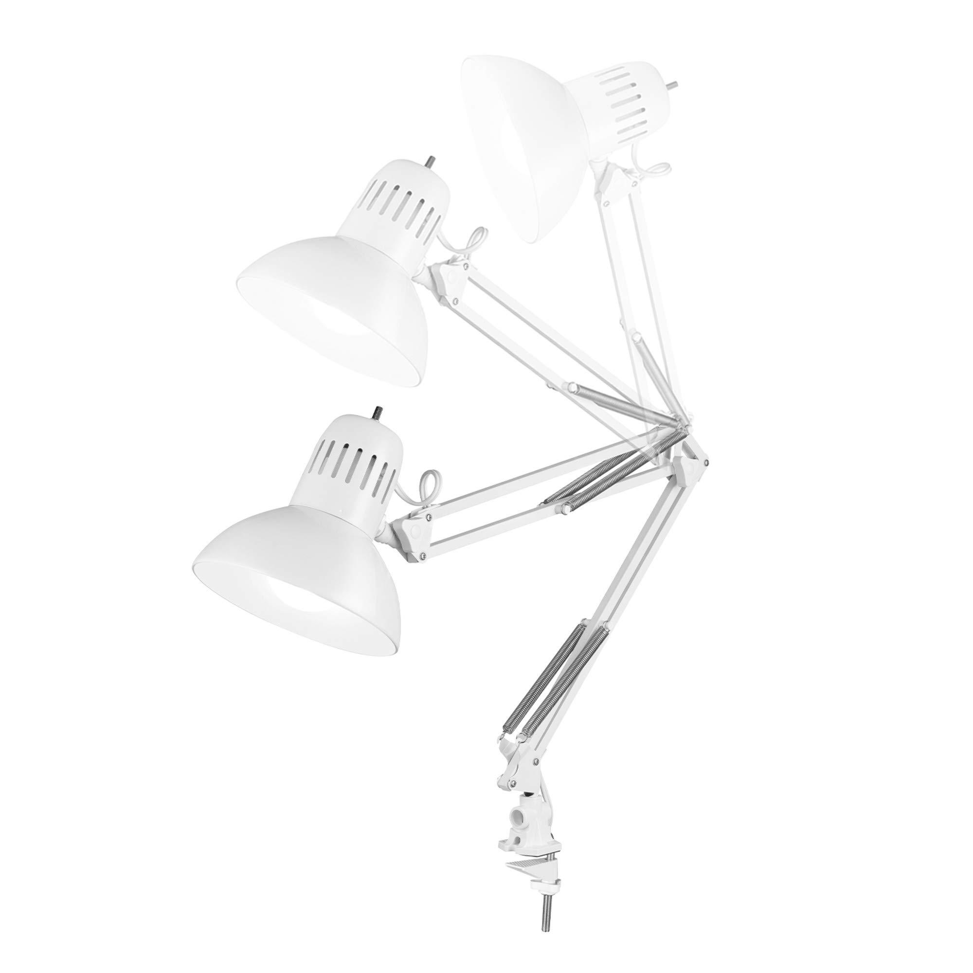 GLOBE Electric 52847 31.5 Inch Swing Arm Clamp-On White Desk Lamp with Nickel Accents, On/Off Rotary Switch, Book Reading Light, Home Essentials, Office Décor, LED Bulb Compatible - Image 8