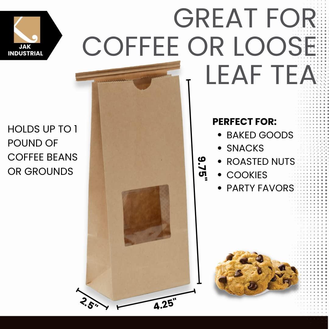 1 Pound Kraft Paper Tin Tie Coffee/Tea Bags With Window - Great for Pastries, Candy, and Bakery Packaging (100) - Image 3