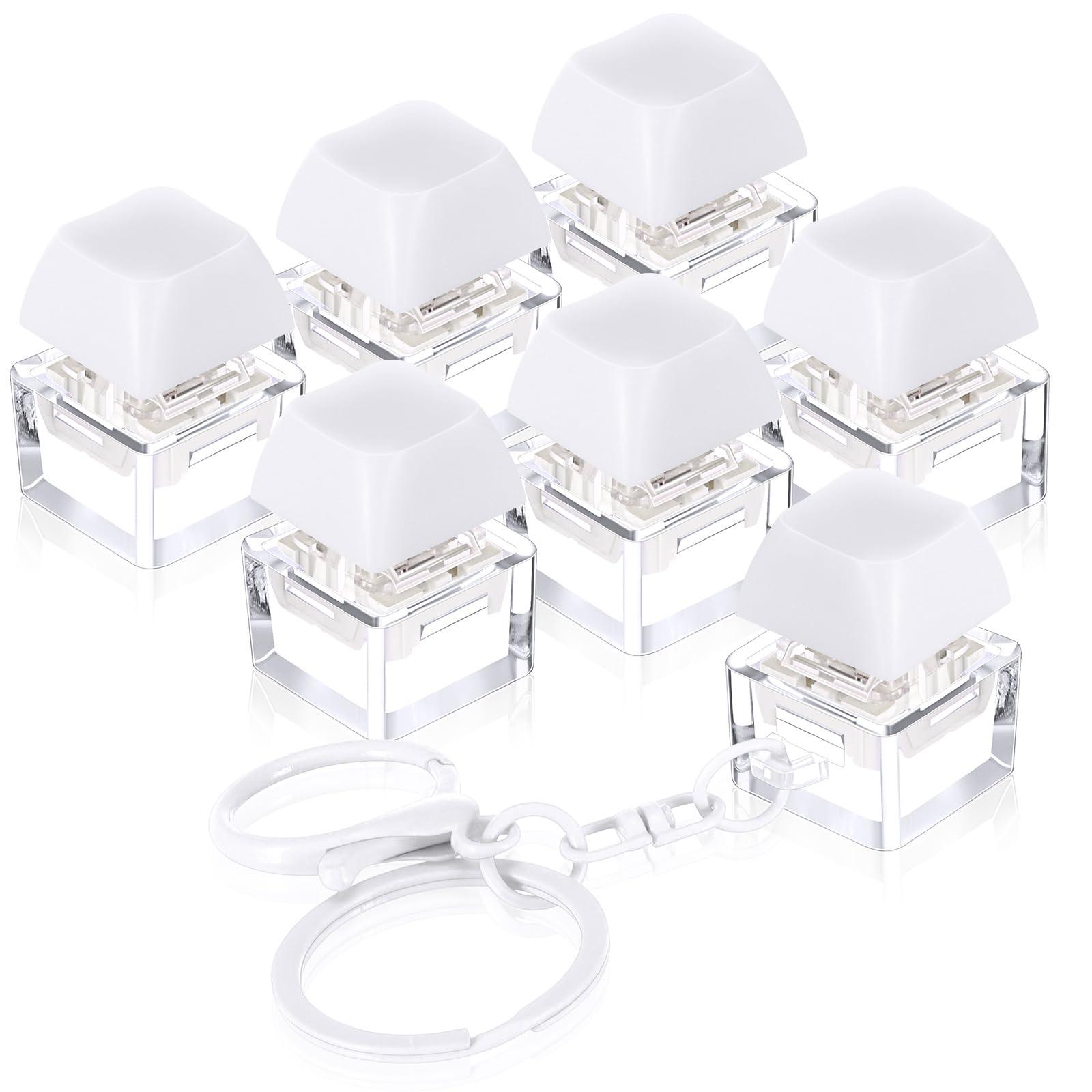 Shappy 6 Pcs Keyboard Fidget Toys, Fidget Keychain, Fidget Keyboard Clicker Keychain Gift, Keychain Button Stress Relief Gifts for Adult Office Home School, ADHD Toy, Cool Fidgets(White)