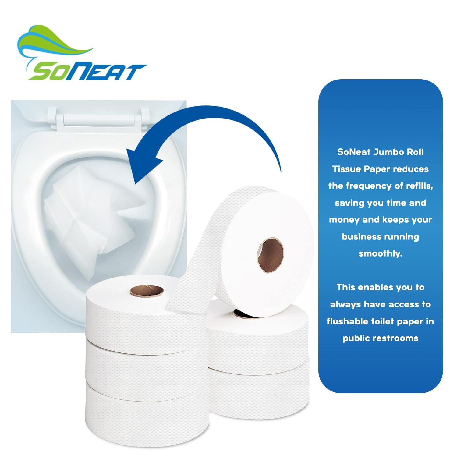 SoNeat 3-Ply Jumbo Toilet Paper Rolls, 9' Commercial Bathroom Tissue, 600 Ft. Long, Fits Standard Dispensers - Image 5