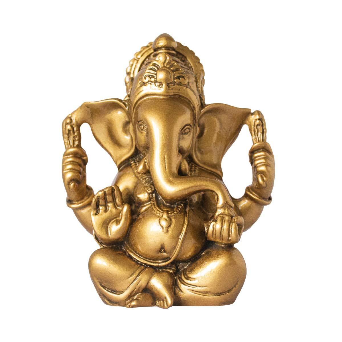 Addune Hindu God Lord Ganesha Idol Statue Indian Elephant Buddha Ganesh Sculpture Blessing Home Pooja Diwali Decor Lucky (Gold)