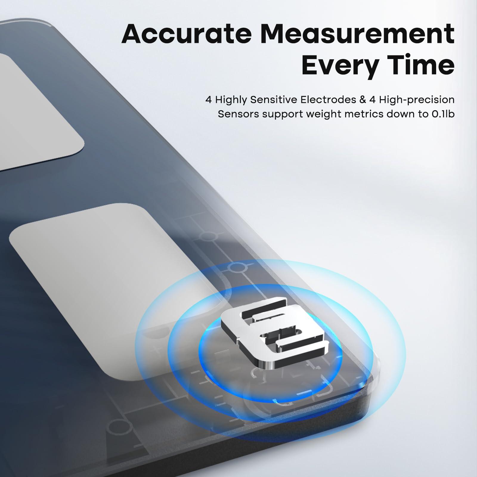 GE Scale for Body Weight Smart: Digital Bathroom Body Fat Scales 500lbs for BMI Muscle Bluetooth Smart Weight Monitor 11.8" Large Platform Weighing Machine Health Analyzer with App Drak Blue - Image 6