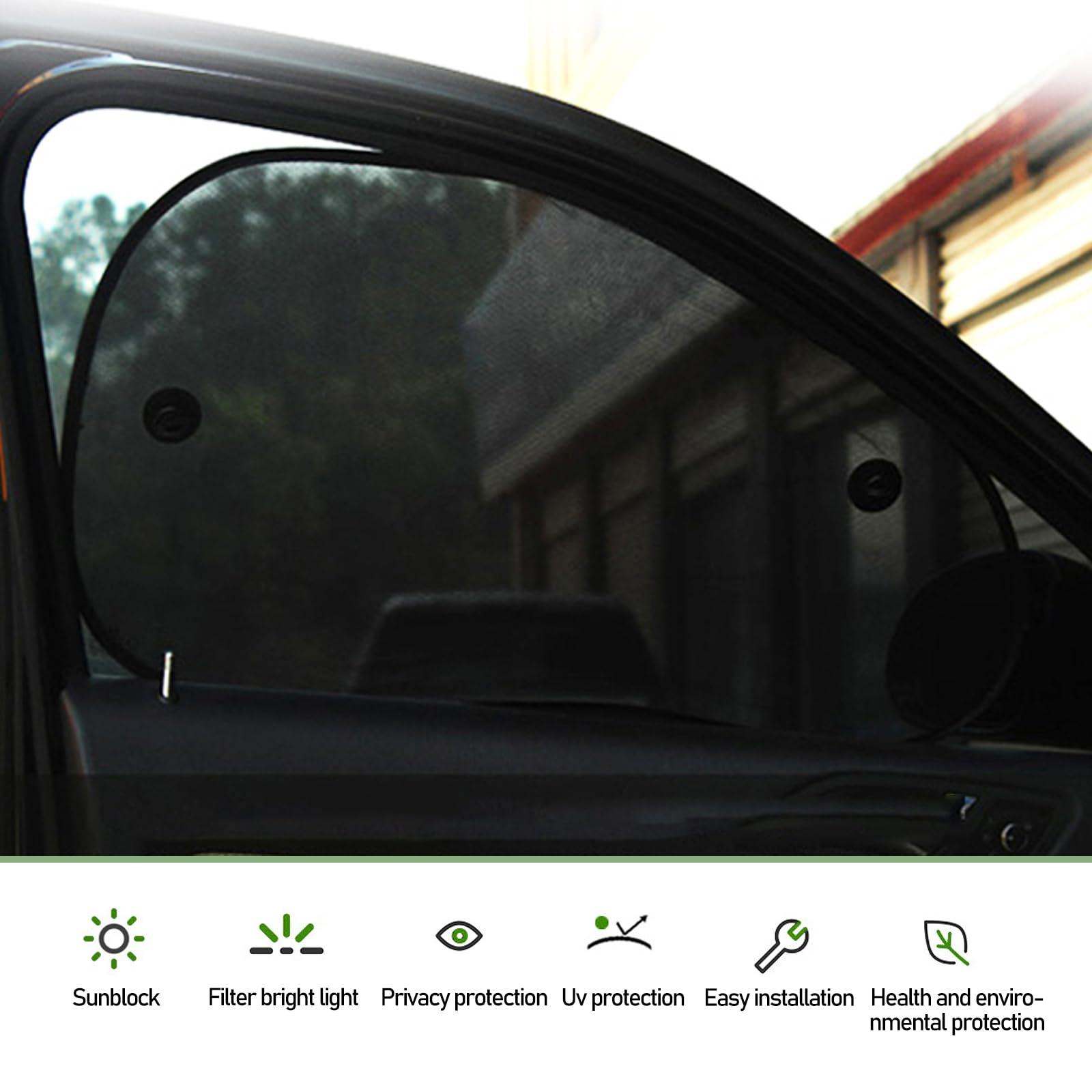 Tesnaao 2 PCS Car Side Window Sun Shade with Suction Cup, 26In x 15In Vehicle Window Covers, Universal Automotive Window Thermal Protectors Accessories for Truck SUV Car (Black) - Image 3