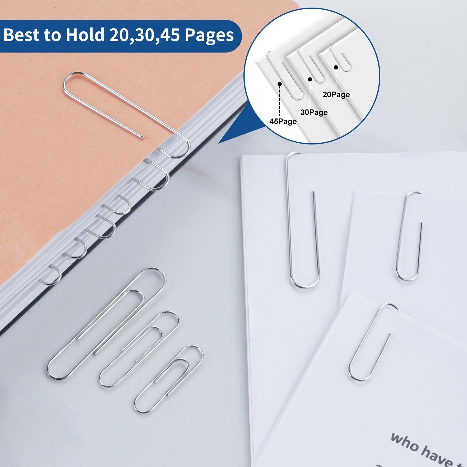 1800 Paper Clips Assorted Sizes Large, Medium and Small, Durable and Rustproof, Paperclips for Office School and Personal Use, Office Supplies Document Organizing (50mm, 33mm, 28mm) (Silver) - Image 4