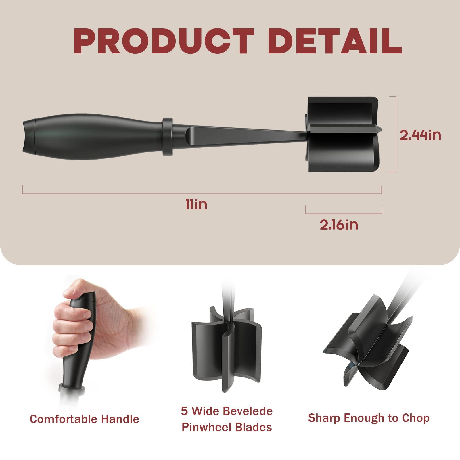Meat Chopper, Hamburger Grinder, Premium Heat Resistant Smasher for Ground Beef, Burger Grinder Nylon Potato Mix Tool-Black - Image 3