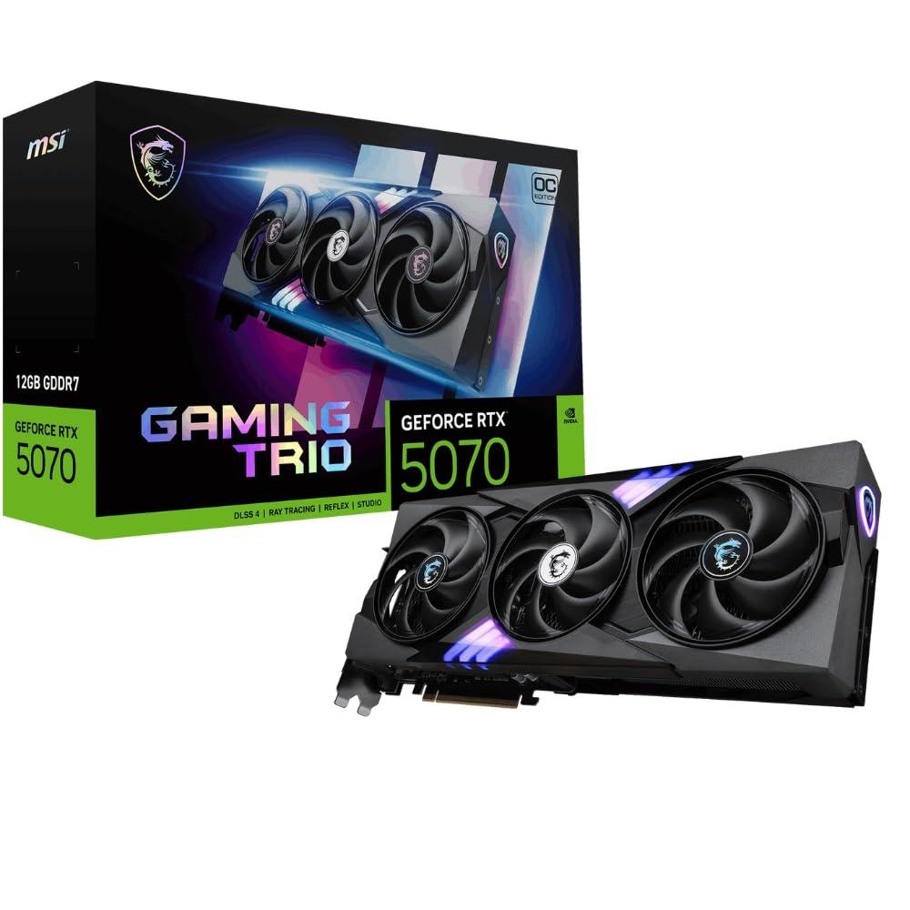 MSI GeForce RTX 5070 12G GAMING TRIO OC Graphics Card - RTX 5070 GPU, 12GB GDDR7 (28Gbps/192-bit), PCIe 5.0 -TRI FROZR 4 (3 x STORMFORCE FAN) - RGB - HDMI 2.1b, DisplayPort 2.1b