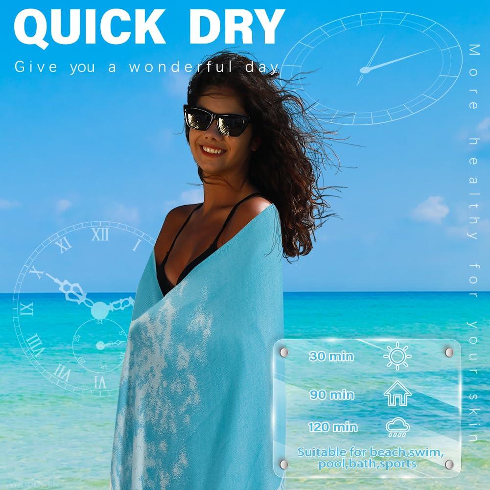 Widdonen Thin Turkish Beach Towel Lightweight Quick Dry Absorbent Cotton Bathroom Bath Pool Swim Towels Extra Large Oversized Sand Free Beach Accessories Essentials Cloud Gifts for Adult - Image 5