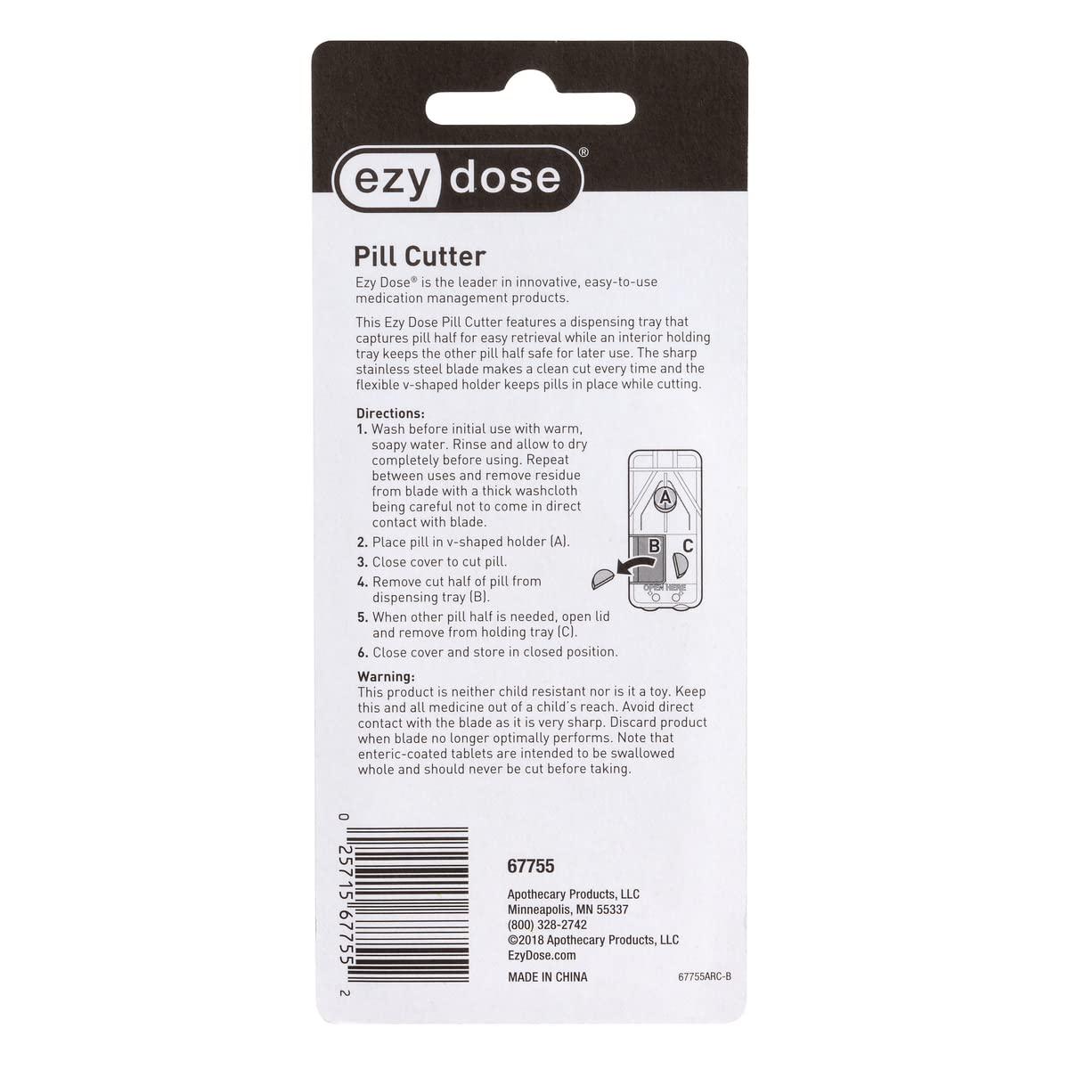 Ezy Dose Pill Cutter and Splitter with Dispenser, Cuts Pills, Vitamins, Tablets, Stainless Steel Blade, Travel Sized, Assorted Colors ,Cutter - Image 3
