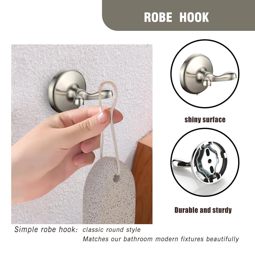AGKXHDEC 4-Piece Bathroom Hardware Set: Brushed Nickel Bathroom Accessory Set, Towel Bar,Towel Ring,Toilet Paper Holder,Robe Hook, Wall Mounted,Optional Install Towel bar Length for 24 or 16 inch - Image 6