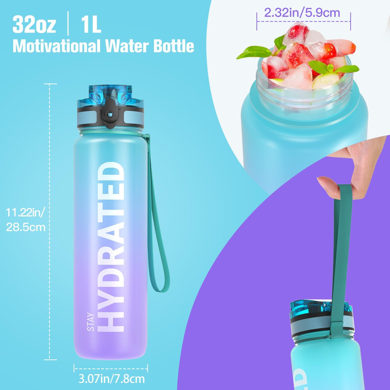 Sahara Sailor Water Bottle 32oz, Durable and Leakproof Water Bottles Motivational with Time Marker, Tritan, BPA Free, Wide Mouth with Easy Clean Brush for Gym, Travel, Home, School, Office (1 Bottle) - Image 5