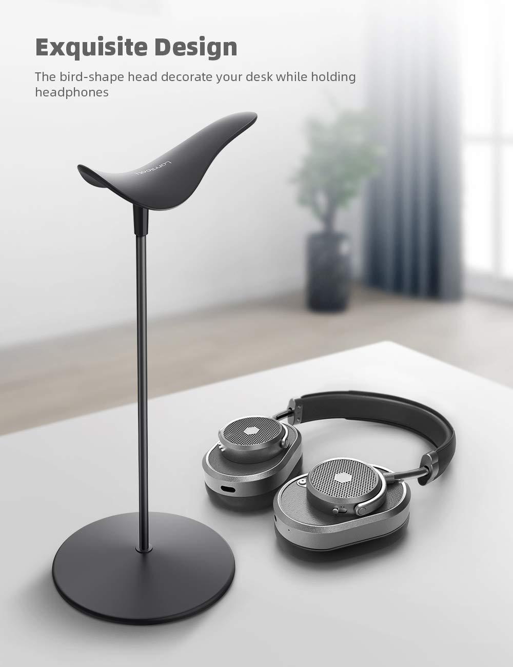 Lamicall Headphone Stand, Desktop Headset Holder - Desk Earphone Stand, for All Headsets Such as Airpods Max, HyperX Gaming Headphones, Beats/Sennheiser Music Headphones - Black - Image 3