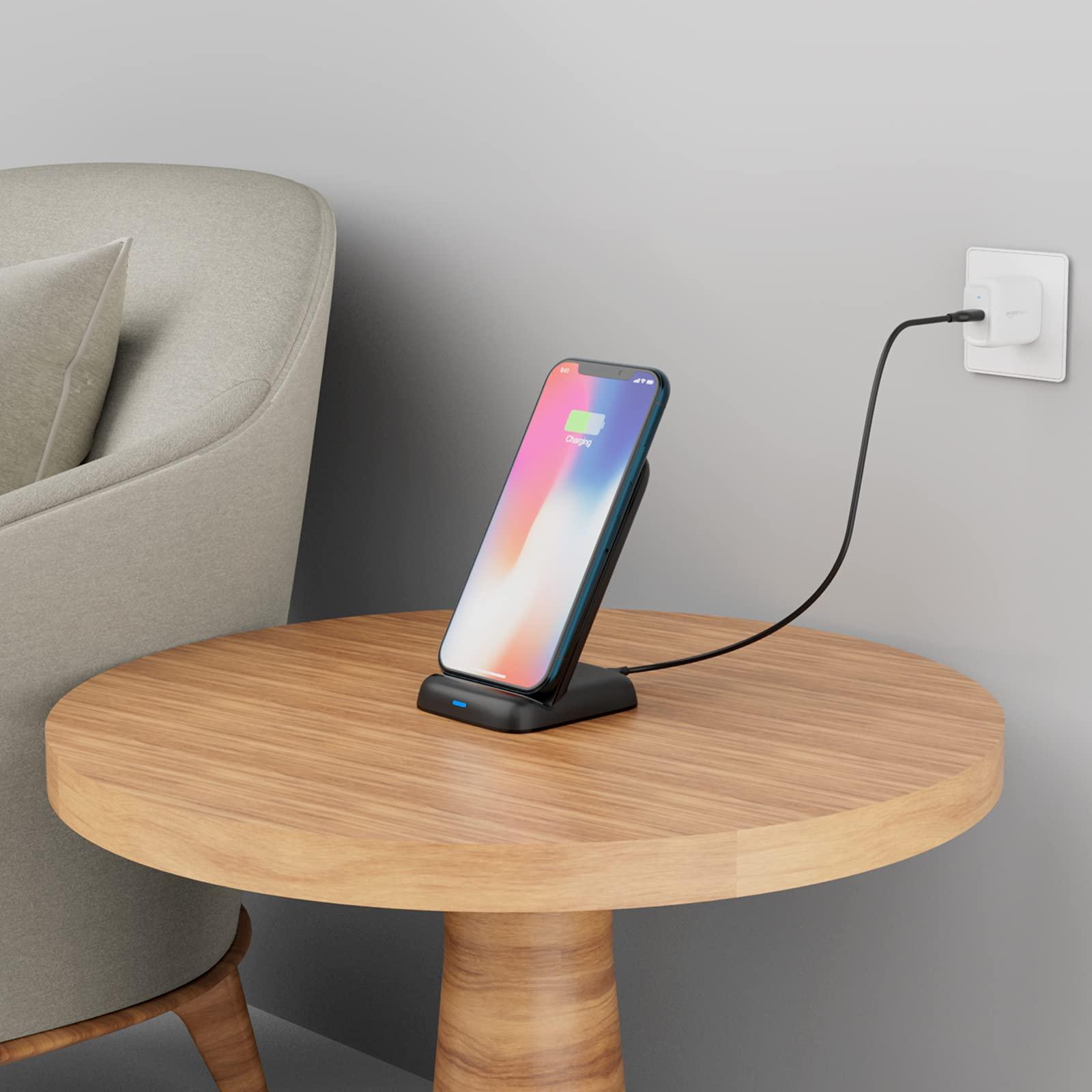 Amazon Basics 10W Qi Certified Wireless Charging Stand, for Phone 16/15/14/13/12/11/X, Samsung, and More, with USB Cable (No AC Adapter), Black - Image 7
