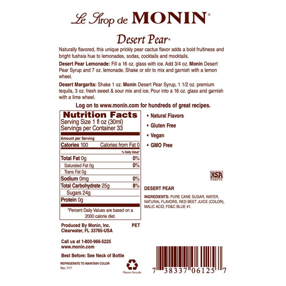 Monin - Desert Pear Syrup, Bold Flavor of Prickly Pear Cactus, Natural Flavors, Great for Iced Teas, Lemonades, Cocktails, Mocktails, and Sodas, Non-GMO, Gluten-Free (1 Liter) - Image 2