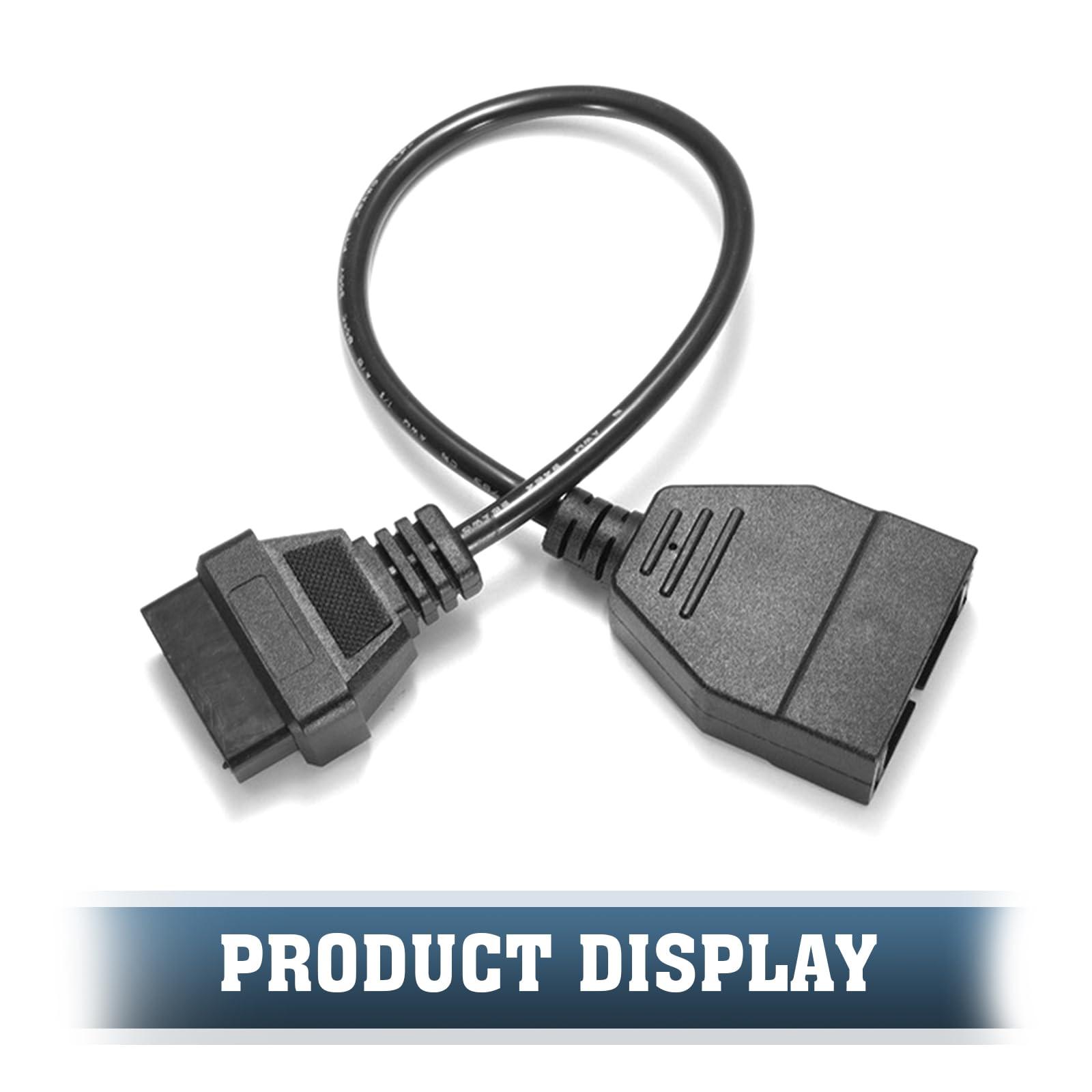 Flygun 1 PC OBD1 Scanner Connector, OBD1 to OBD2 GM Adapter, Scanning Diagnostic Extension Tool Cable Connector, Compatible with GM 12 Pin to OBD1 to OBD2 16 Pin Connector (Black) - Image 4