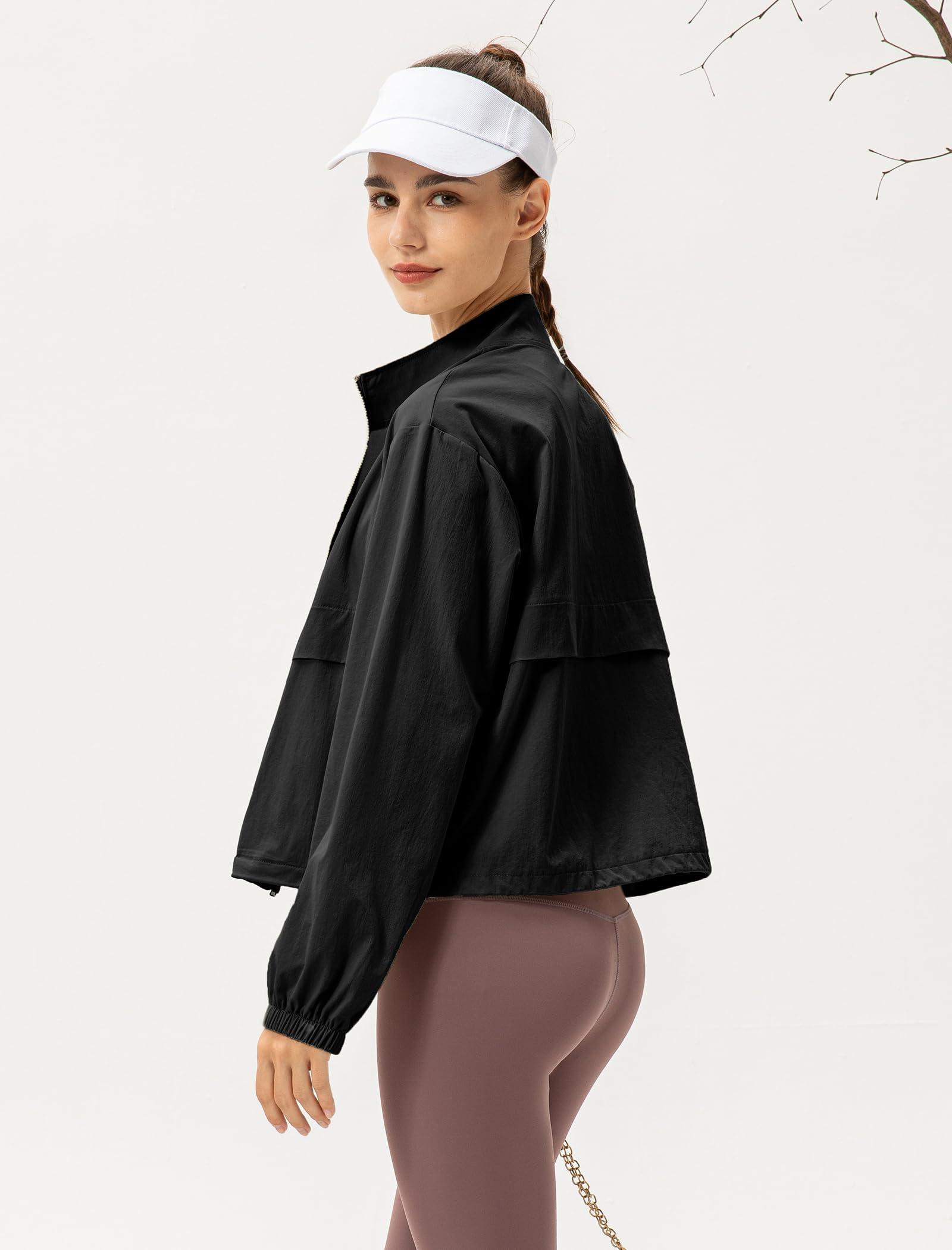 Locachy Women's Lightweight Zip Up Athletic Jacket Stand Collar Windproof Sun Protection Workout Outdoor Jacket - Image 2