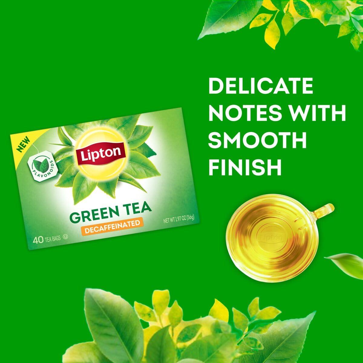 Lipton Decaffeinated Green Tea Bags, Unsweetened Teabags for Decaf Hot Tea or Decaf Iced Tea with Flavonoids, 40 Total Tea Bags (Pack of 2) - Image 2