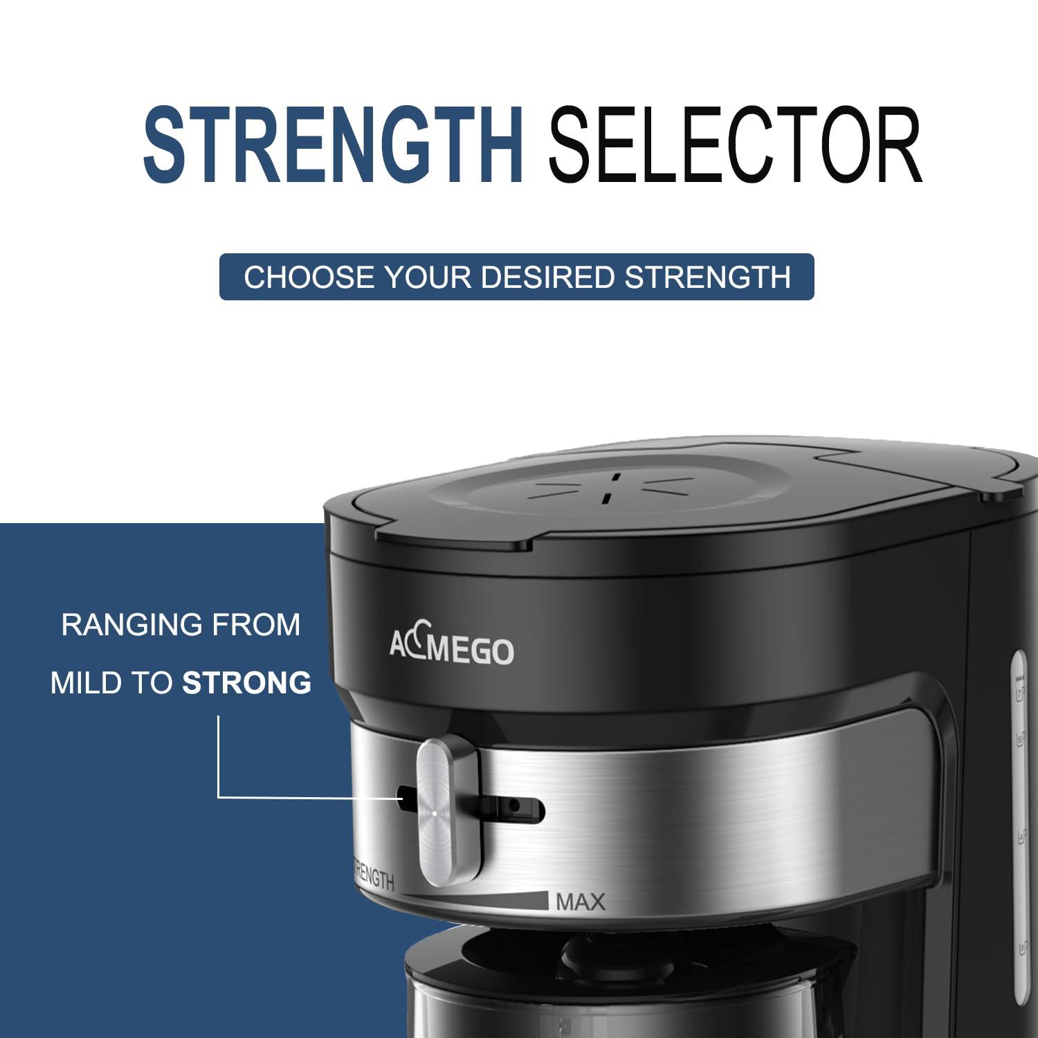 AEMEGO Iced Tea Maker, Brewing System with 2.5-quart Glass Pitcher, sliding strength selector, Stainless Steel Decoration, Reusable Filter (Black) - Image 5