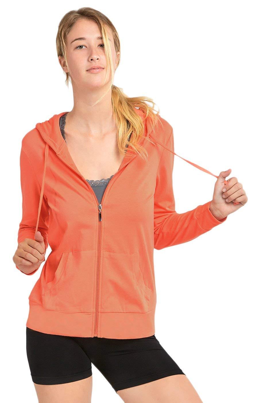 Sofra Women's Thin Cotton Zip Up Hoodie Jacket