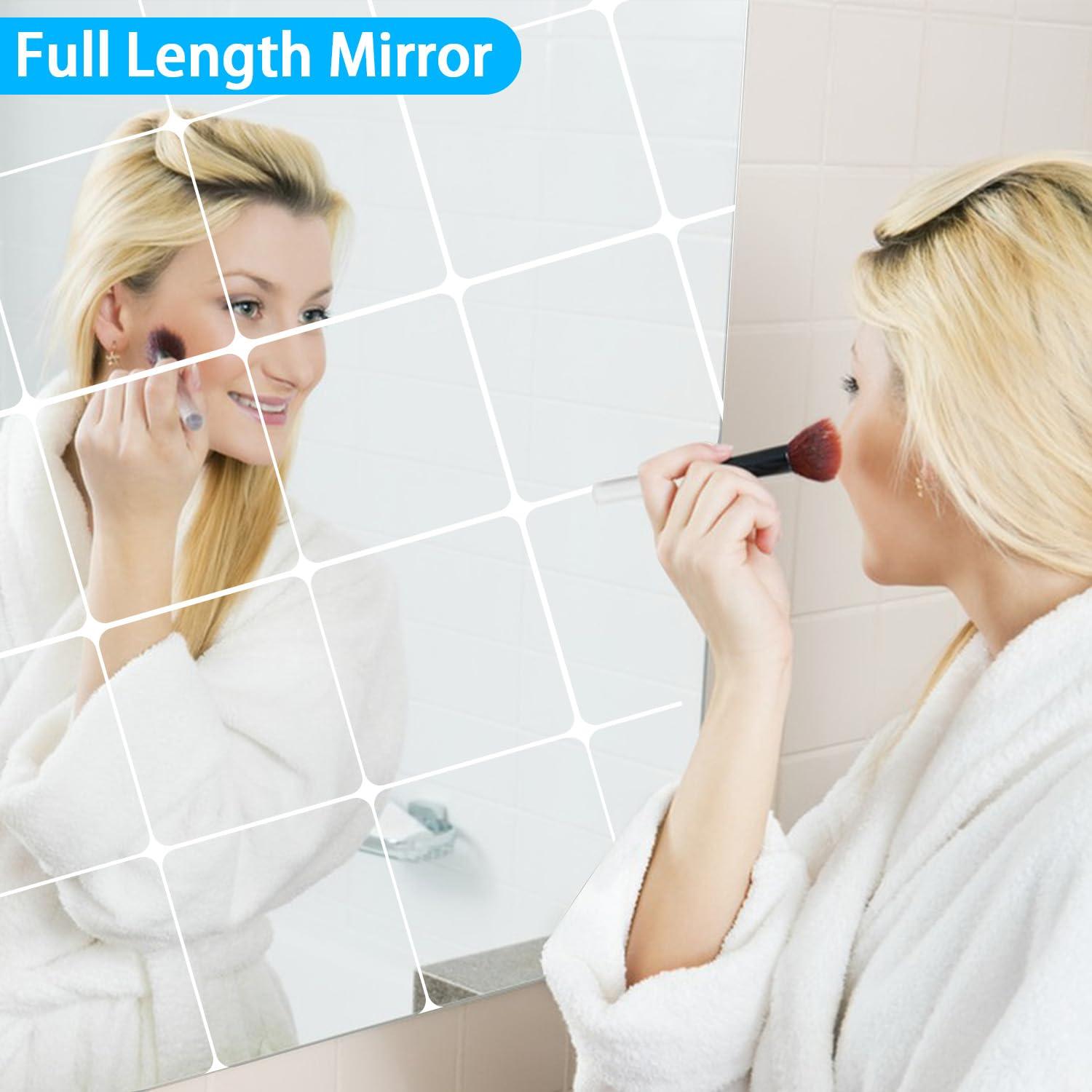 AmasSmile Wall Mirror Full Length 8'' X 8'' X 4PCS Self Adhesive Acrylic Mirror Tiles Shatterproof 2MM Thick Mirror Stickers Gym Mirrors for Home Gym Door Mirror Make Up Mirror for Bedroom - Image 7