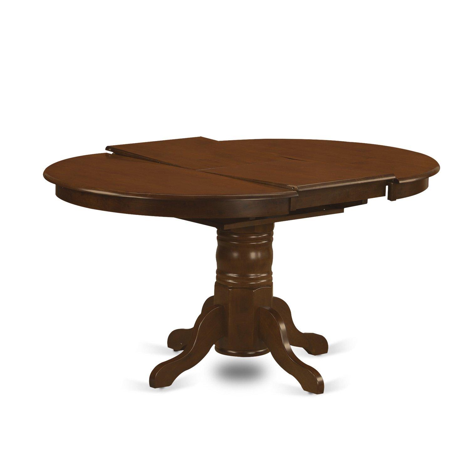 East West Furniture KET-ESP-TP Kenley Dining Room Table - an Oval Solid Wood Table Top with Butterfly Leaf & Pedestal Base, 42x60 Inch, Espresso - Image 4