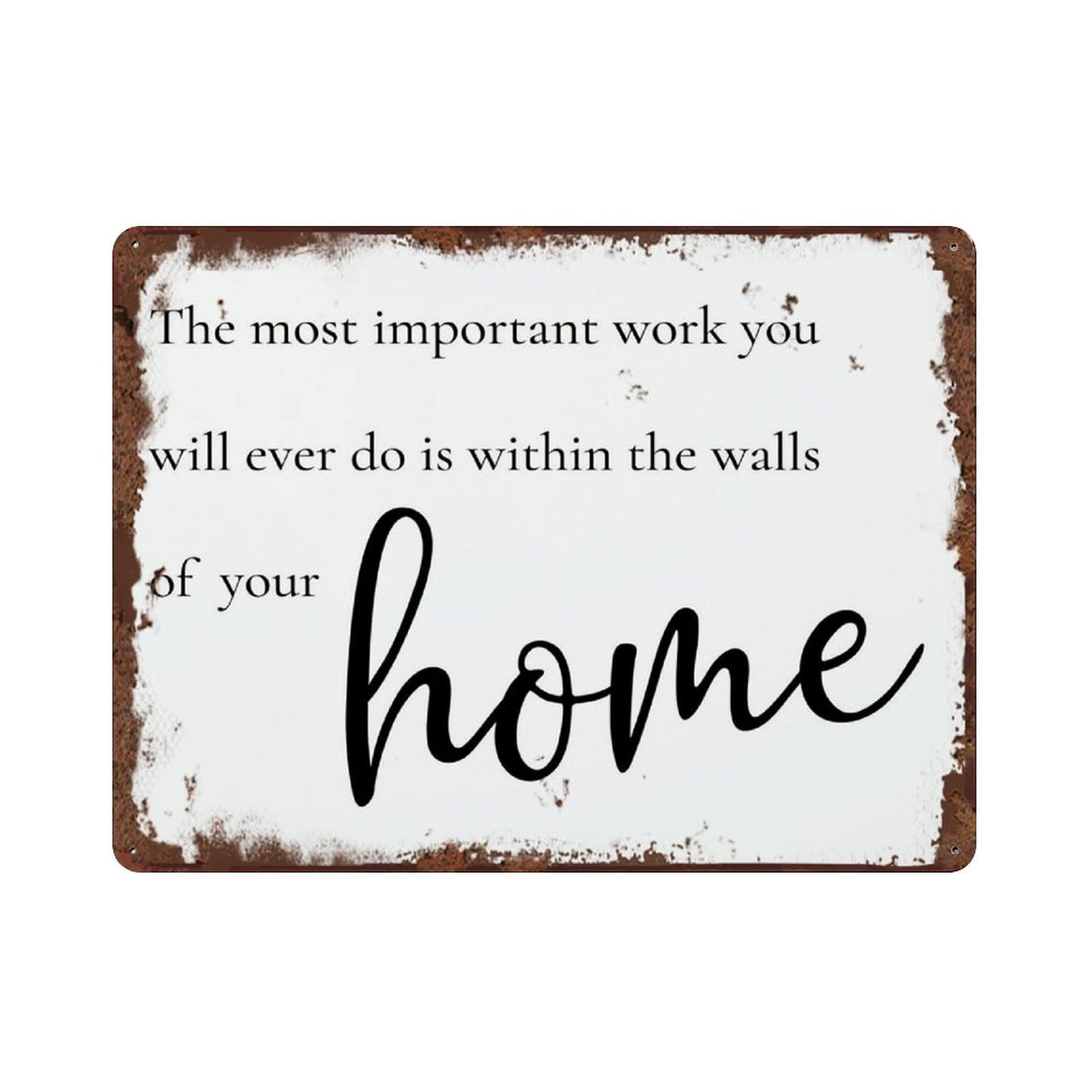 Graman The Most Important Work You Will Ever Do Will Be Within The Walls of Your Home Farmhouse Quote Vintage Art Poster Plaque Entryway Decor Gallery Wall Signs 5.5x8 Inch