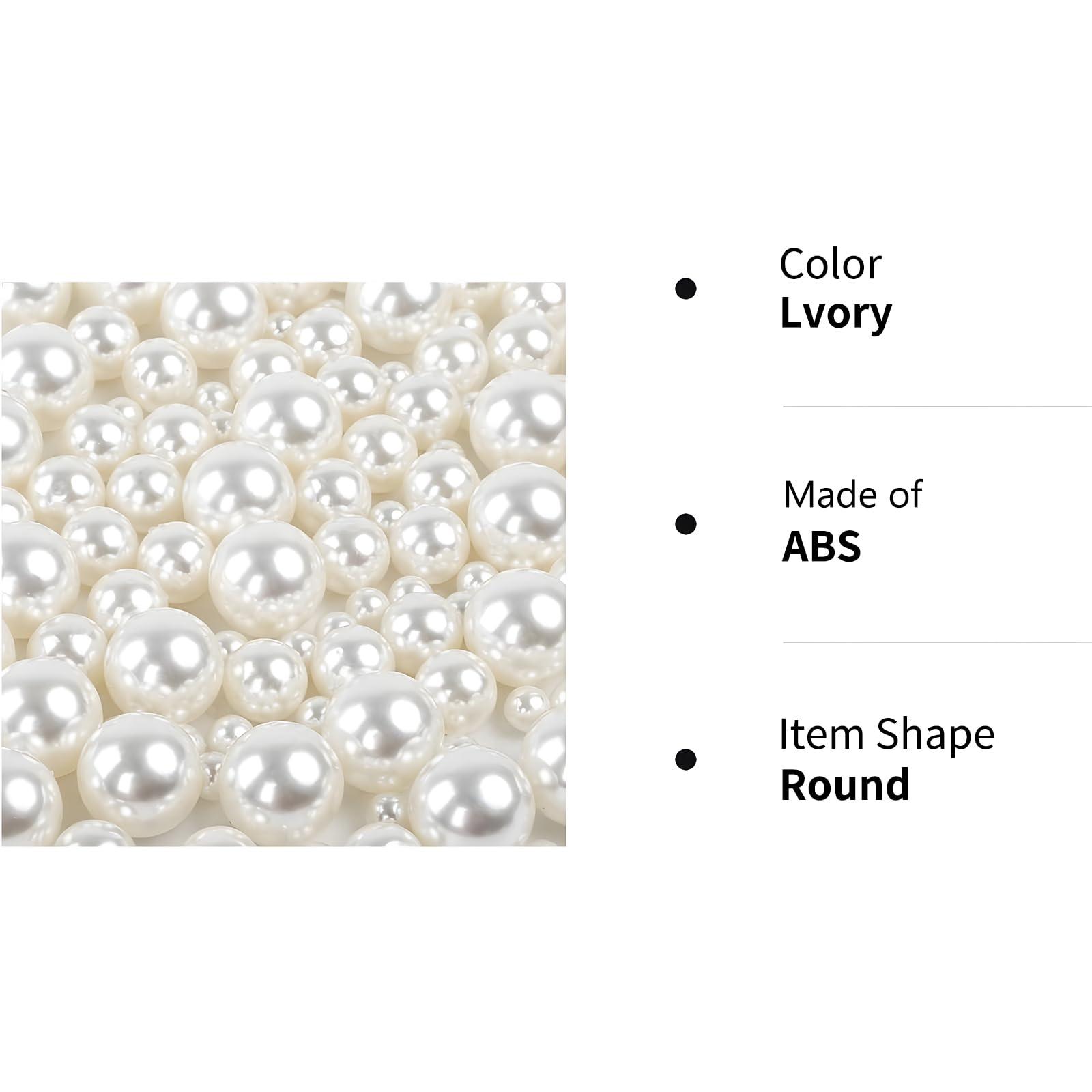 Quefe 150pcs Pearls for Crafts No Holes, Vase Filler Artificial Plastic Pearl Beads for Table Scatter, Wedding, Birthday Party, Home Decoration(8mm, 14mm, 20mm) - Image 7